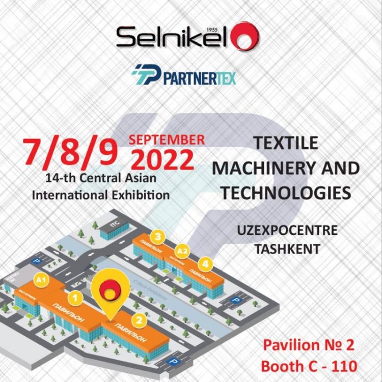 7-9 Eylül 2022 tarihlerinde Özbekistan'ın başkenti Taşkent Uzexpocentre'da gerçekleştirilecek CAITME 2022 - Orta Asya Uluslararası Tekstil Makinaları Fuarı'nda siz değerli misafirlerimizi standımızda ağırlamaktan mutluluk duyarız.